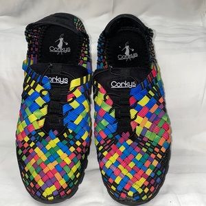 Corky’s Weave Rainbow Colored Slip ons Size 9